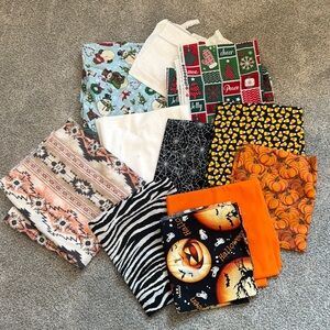 Assorted Fabric Pieces + Feather Trim